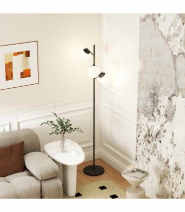 HOMCOM Modern Tree Floor Lamp with 3 Light, for Living Room Bedroom, Black