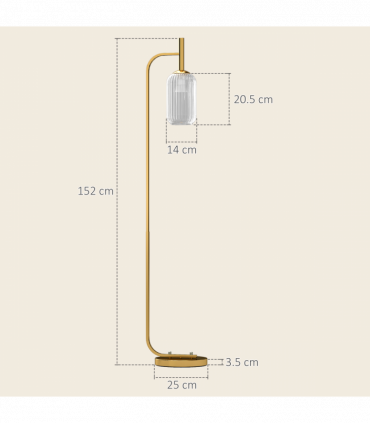 HOMCOM Modern Floor Lamp with Glass Lampshade, Foot Switch for Living Room