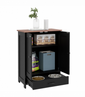 PawHut Dog Feeding Station with Storage, Pet Feeding Station with Dog Bowls