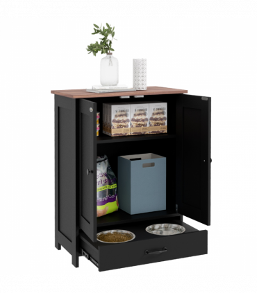 PawHut Dog Feeding Station with Storage, Pet Feeding Station with Dog Bowls