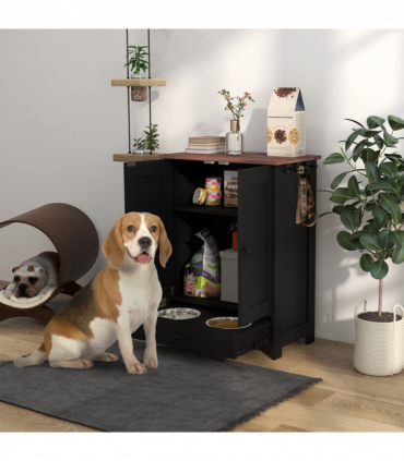 PawHut Dog Feeding Station with Storage, Pet Feeding Station with Dog Bowls