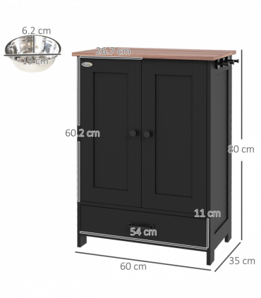 PawHut Dog Feeding Station with Storage, Pet Feeding Station with Dog Bowls