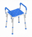 HOMCOM Rust-Free Aluminium Bath Chair with Adjustable Height, Dark Blue