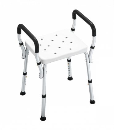 HOMCOM Rust-Free Aluminium Bath Chair with Adjustable Height, White