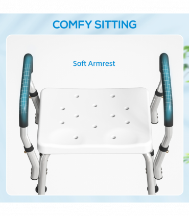 HOMCOM Rust-Free Aluminium Bath Chair with Adjustable Height, White