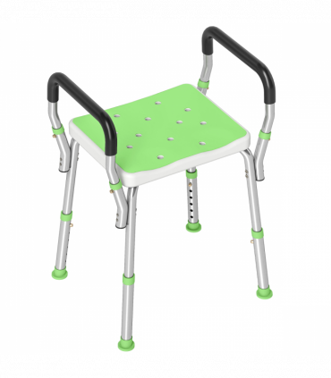 HOMCOM Rust-Free Aluminium Bath Chair with Adjustable Height, Green