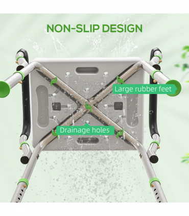HOMCOM Rust-Free Aluminium Bath Chair with Adjustable Height, Green