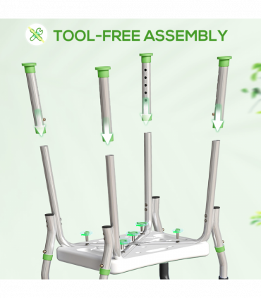 HOMCOM Rust-Free Aluminium Bath Chair with Adjustable Height, Green