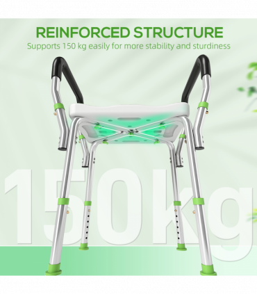 HOMCOM Rust-Free Aluminium Bath Chair with Adjustable Height, Green
