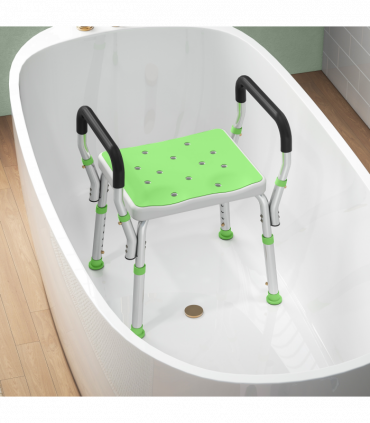 HOMCOM Rust-Free Aluminium Bath Chair with Adjustable Height, Green