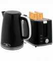 HOMCOM 1.7L 3000W Rapid Boil Kettle and 2 Slice Toaster Set Crumb Tray Black