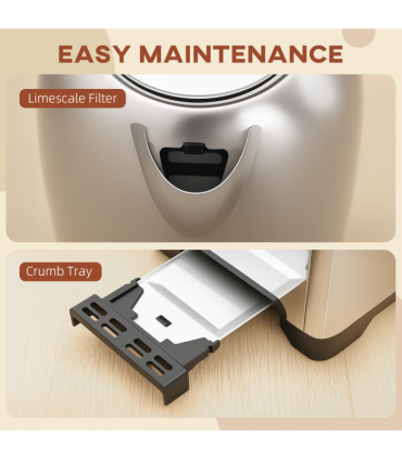 HOMCOM 1.7L 3000W Rapid Boil Jug Kettle and 2-Slice Toaster Set, Silver Tone