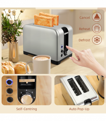 HOMCOM 1.7L 3000W Rapid Boil Jug Kettle and 2-Slice Toaster Set, Silver Tone