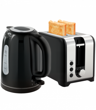 HOMCOM 1.7L 3000W Rapid Boil Jug Kettle and 2-Slice Toaster Set, Black