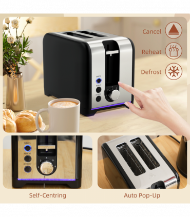 HOMCOM 1.7L 3000W Rapid Boil Jug Kettle and 2-Slice Toaster Set, Black