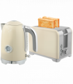 HOMCOM Kettle and Toaster Set with Temperature Gauge, Crumb Tray, Cream