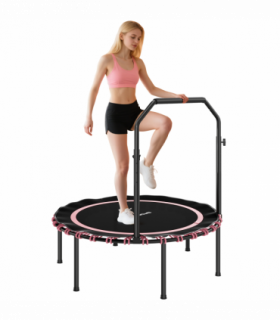 SPORTNOW 40'' Foldable Fitness Trampoline Rebounder with Handle, Pink