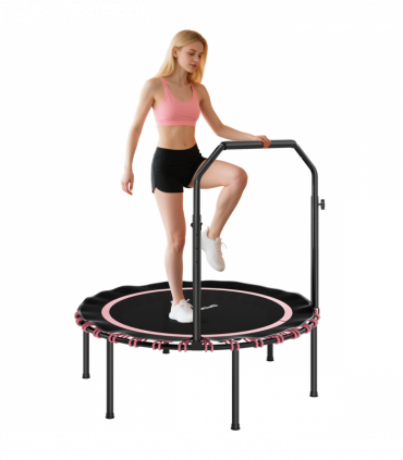 SPORTNOW 40'' Foldable Fitness Trampoline Rebounder with Handle, Pink