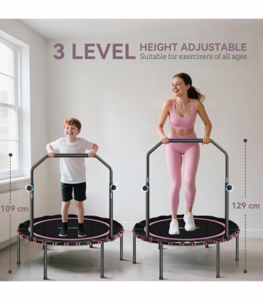 SPORTNOW 40'' Foldable Fitness Trampoline Rebounder with Handle, Pink