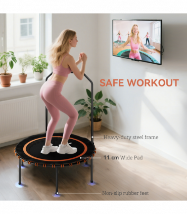 SPORTNOW 40'' Foldable Fitness Trampoline Rebounder with Handle, Orange