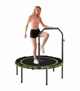 SPORTNOW 40'' Foldable Fitness Trampoline Rebounder with Handle, Green