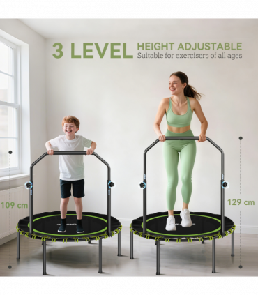 SPORTNOW 40'' Foldable Fitness Trampoline Rebounder with Handle, Green