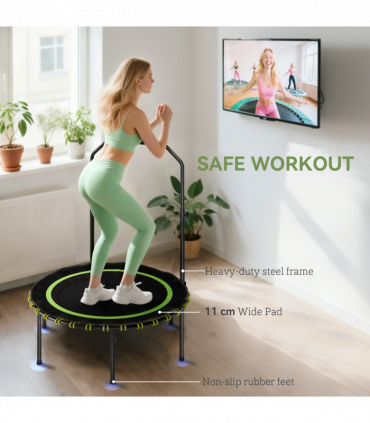 SPORTNOW 40'' Foldable Fitness Trampoline Rebounder with Handle, Green