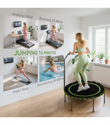 SPORTNOW 40'' Foldable Fitness Trampoline Rebounder with Handle, Green