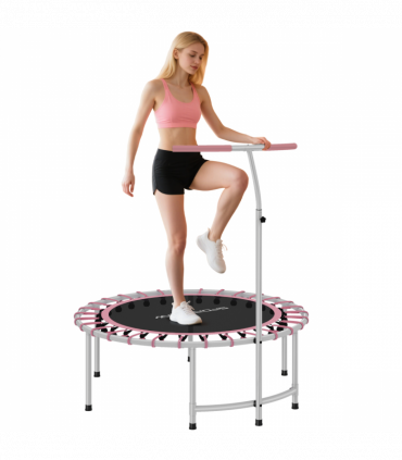 SPORTNOW 40" Fitness Trampoline with 5-Level Adjustable Handle, Pink