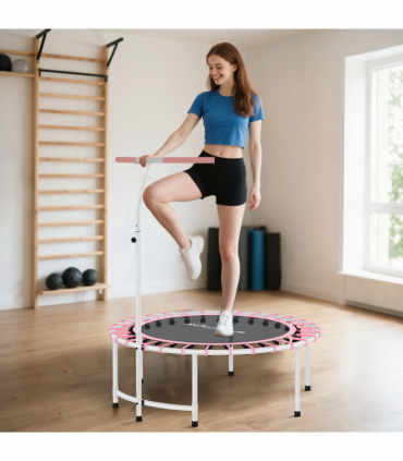SPORTNOW 40" Fitness Trampoline with 5-Level Adjustable Handle, Pink