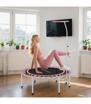 SPORTNOW 40" Fitness Trampoline with 5-Level Adjustable Handle, Pink