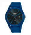 Watch Plastic/Resin Silver 30.53 cm Solar Powered Black Dial Blue Rubber Strap