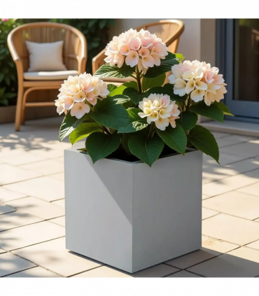 IDEALIST Lite Contemporary Flower Box Square Garden Planter, Faux Lead Light Concrete Outdoor Large Plant Pot H60 L60 W60 cm, 195L