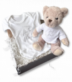 Personalised Hello World Silver Circle Gift Hamper - Teddy & Baby Vest