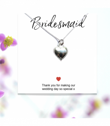 Bridesmaids Heart Necklace & Thank You Gift Card