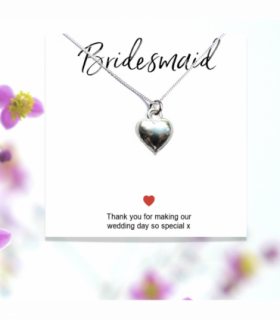 Bridesmaids Heart Necklace & Thank You Gift Card