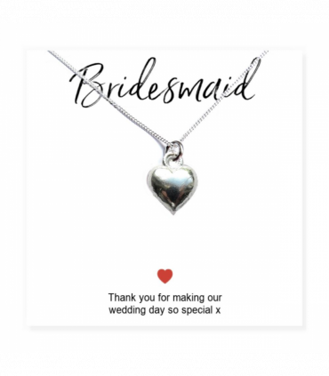 Bridesmaids Heart Necklace & Thank You Gift Card