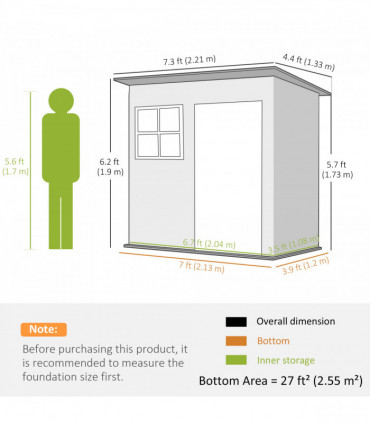 Galvanised Steel Garden Shed - Large Window & Ventilation - 2.55m² Storage