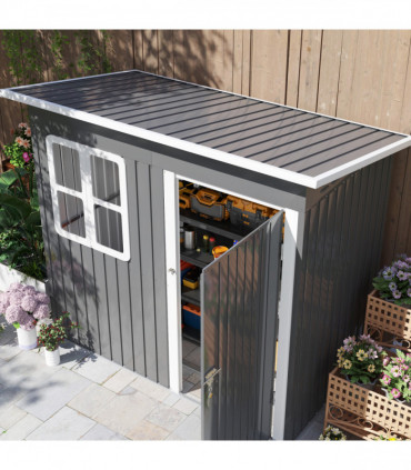 Galvanised Steel Garden Shed - Large Window & Ventilation - 2.55m² Storage