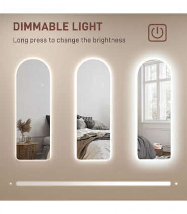 HOMCOM Full Length Wall Mirror with Lights Dimming and 3 Colour Adjustable