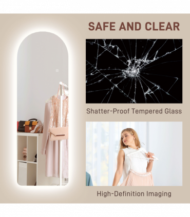 HOMCOM Full Length Wall Mirror with Lights Dimming and 3 Colour Adjustable