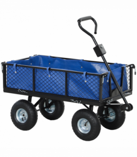 Outsunny Garden Cart with Removable Liner, Quick-Release Sides, Blue