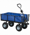 Outsunny Garden Cart with Removable Liner, Quick-Release Sides, Blue