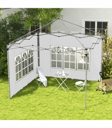 Outsunny Gazebo Side Panels for 3x3(m) or 3x4m Pop Up Gazebo, 2 Pack, White