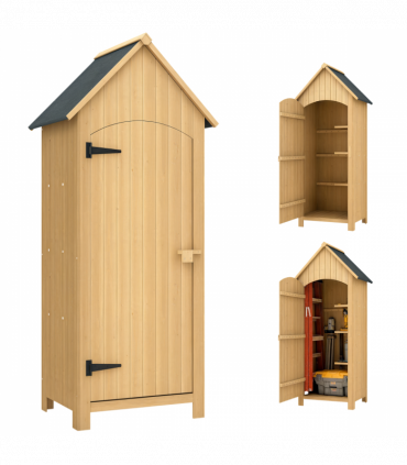 Outsunny Wooden Small Garden Shed with 3 Shelves and Tilt Roof