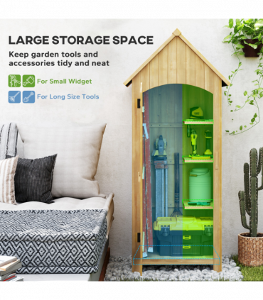 Outsunny Wooden Small Garden Shed with 3 Shelves and Tilt Roof