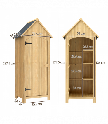 Outsunny Wooden Small Garden Shed with 3 Shelves and Tilt Roof