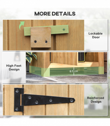 Outsunny Wooden Small Garden Shed with 3 Shelves and Tilt Roof