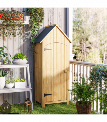 Outsunny Wooden Small Garden Shed with 3 Shelves and Tilt Roof