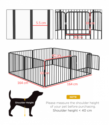 PawHut 60cm 8 Panels Heavy-Duty Dog Playpen for Small Dogs